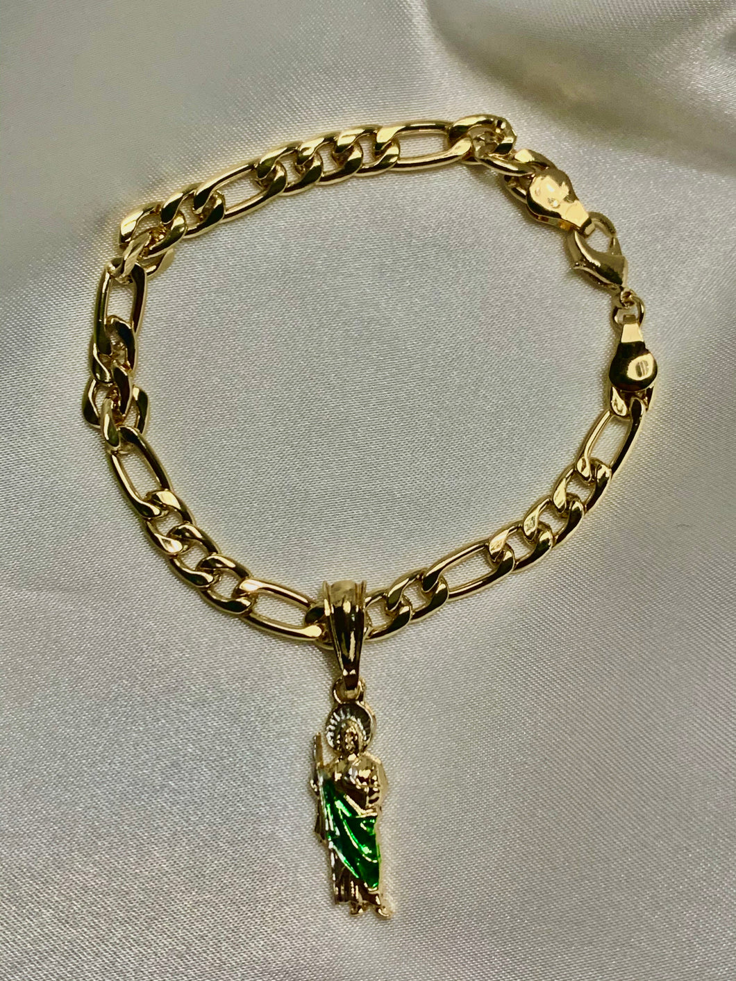 Green San Judas Charm Bracelet